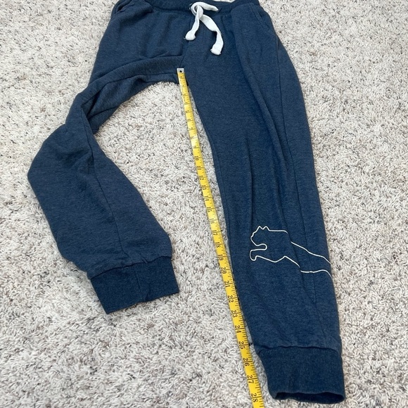 Puma Men’s Cotton Joggers Pants Pockets Logo Graphic Print Blue Medium Casual - Picture 3 of 6